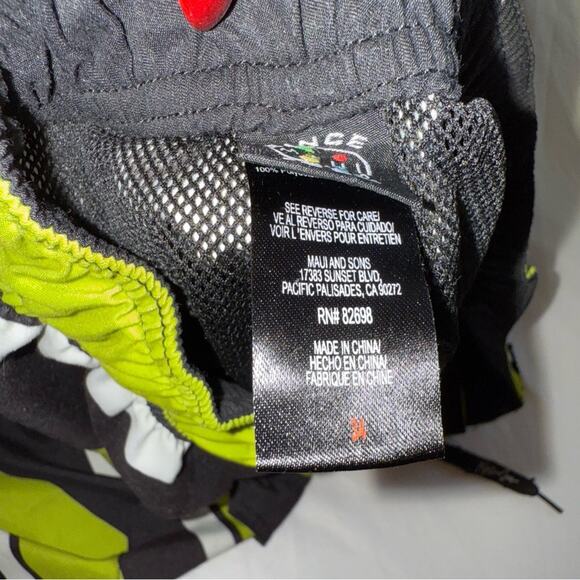 Maui & Sons Green and Black Striped Swim Shorts - Picture 3 of 4